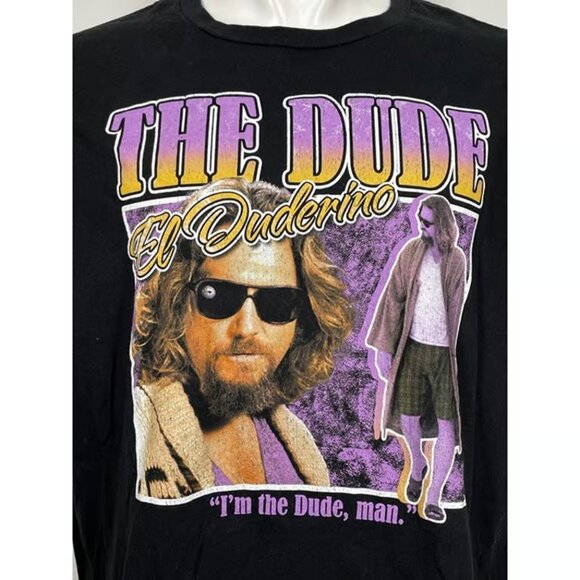 The Big Lebowski The Dude El Duderino Crew Neck Black T-Shirt Men's 2XL - Picture 2 of 6